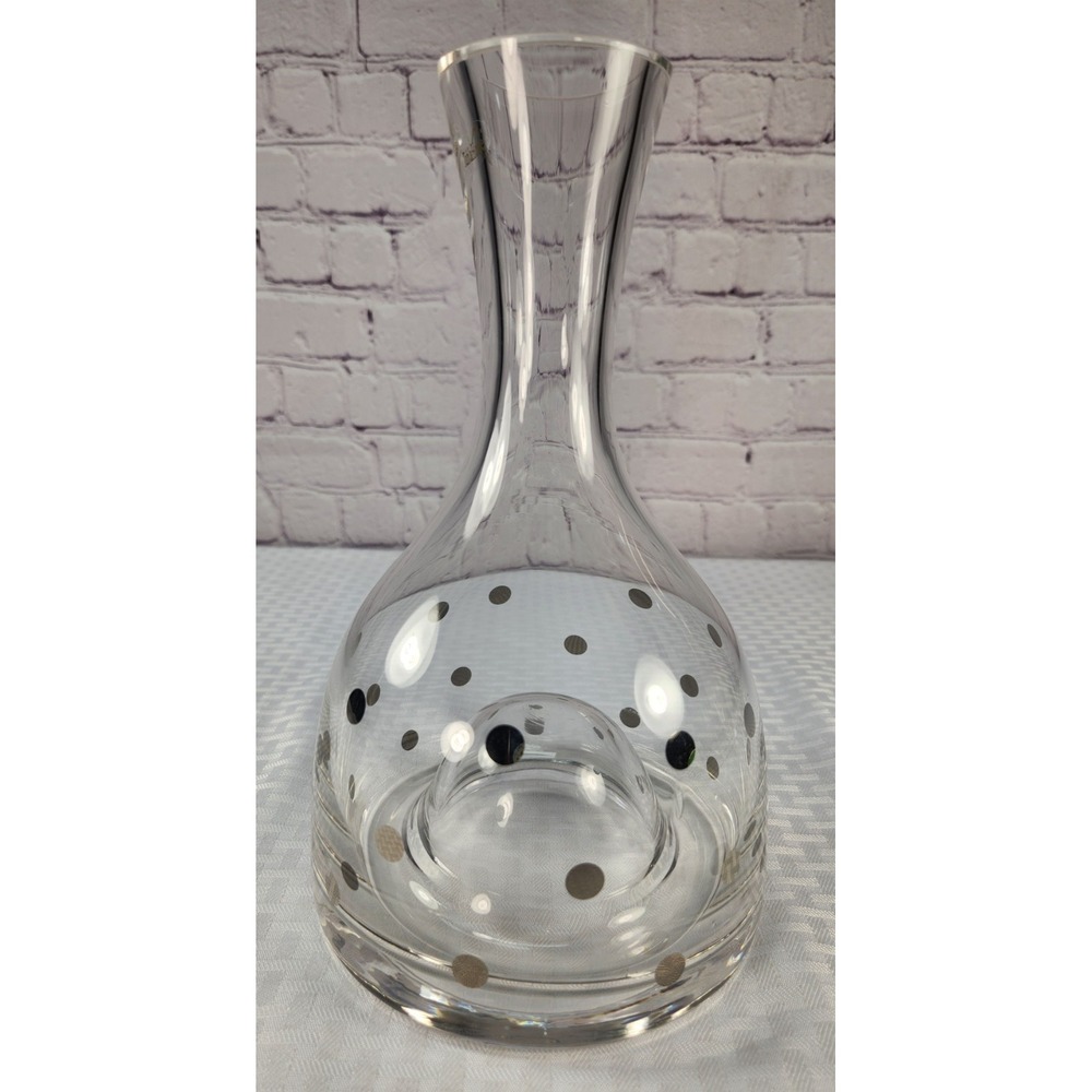 TablaHome Blown Glass Decanter Silver Metallic Polka Dot Wide Modern Wine Carafe